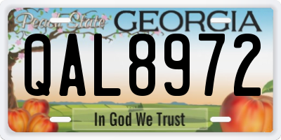 GA license plate QAL8972