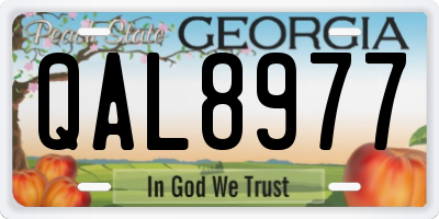 GA license plate QAL8977