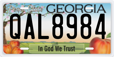 GA license plate QAL8984