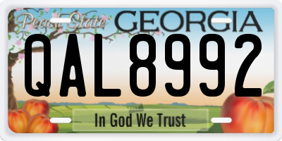 GA license plate QAL8992