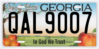 GA license plate QAL9007