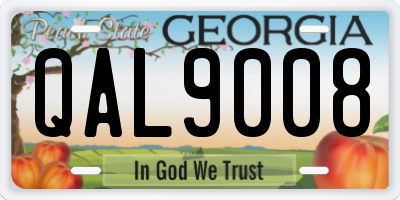 GA license plate QAL9008