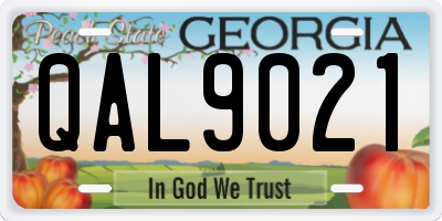 GA license plate QAL9021