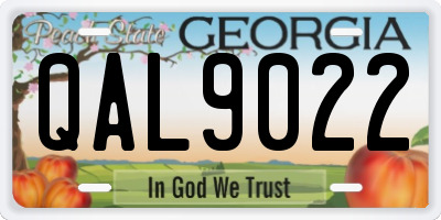 GA license plate QAL9022