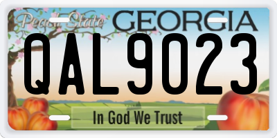 GA license plate QAL9023