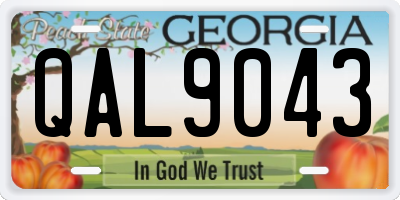 GA license plate QAL9043