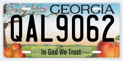 GA license plate QAL9062