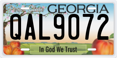 GA license plate QAL9072