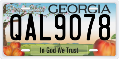 GA license plate QAL9078