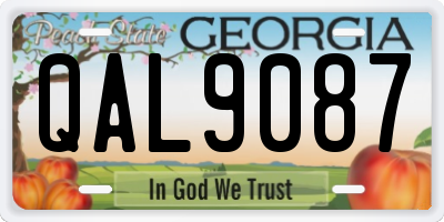 GA license plate QAL9087