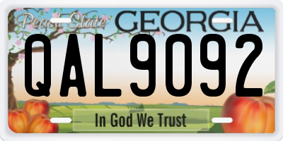 GA license plate QAL9092