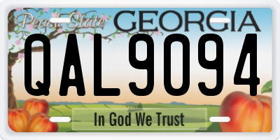 GA license plate QAL9094