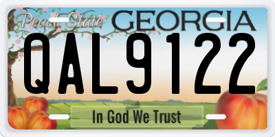 GA license plate QAL9122