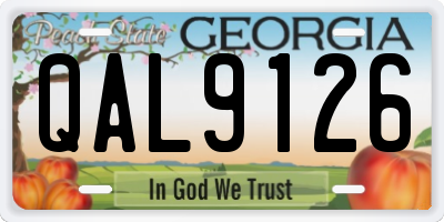 GA license plate QAL9126