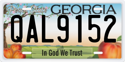 GA license plate QAL9152