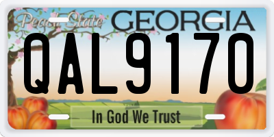 GA license plate QAL9170