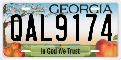 GA license plate QAL9174