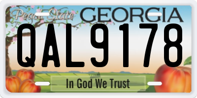 GA license plate QAL9178