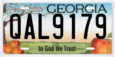 GA license plate QAL9179