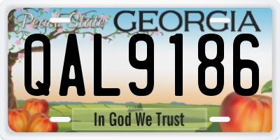 GA license plate QAL9186