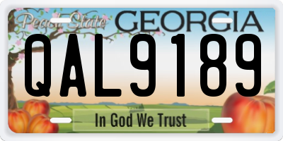 GA license plate QAL9189