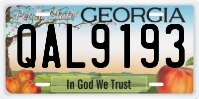 GA license plate QAL9193