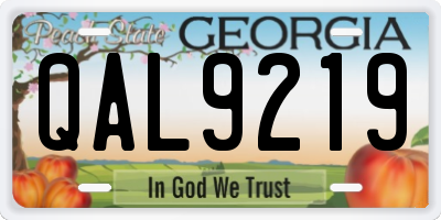 GA license plate QAL9219