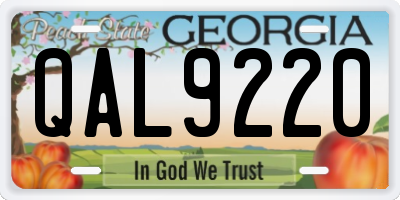 GA license plate QAL9220