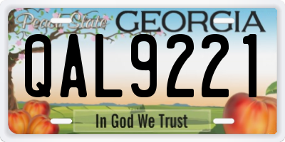 GA license plate QAL9221