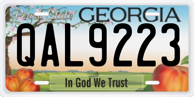 GA license plate QAL9223