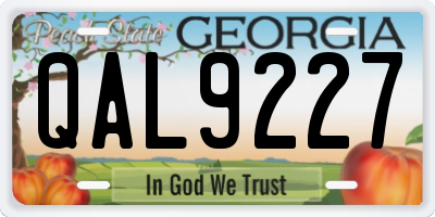 GA license plate QAL9227