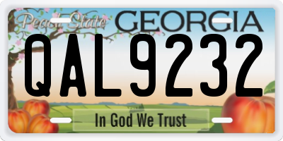 GA license plate QAL9232