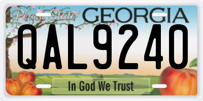 GA license plate QAL9240