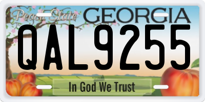 GA license plate QAL9255