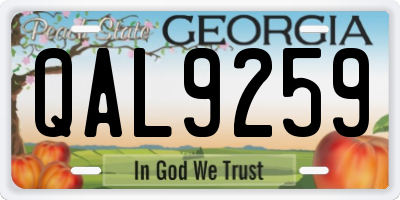 GA license plate QAL9259