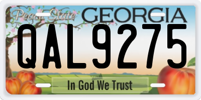 GA license plate QAL9275