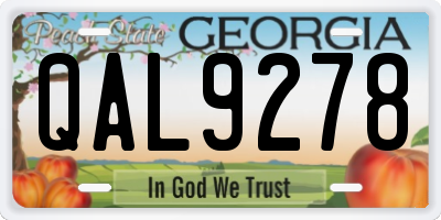 GA license plate QAL9278