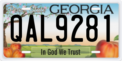 GA license plate QAL9281