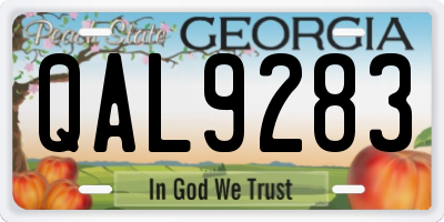 GA license plate QAL9283