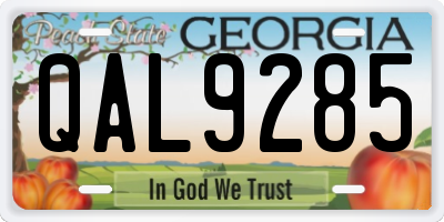 GA license plate QAL9285