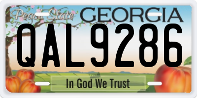 GA license plate QAL9286