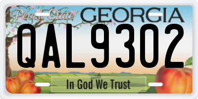 GA license plate QAL9302
