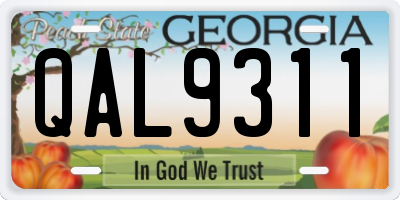 GA license plate QAL9311