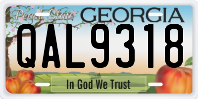 GA license plate QAL9318