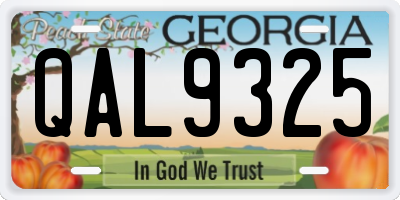 GA license plate QAL9325
