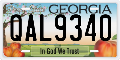 GA license plate QAL9340