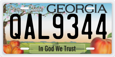 GA license plate QAL9344