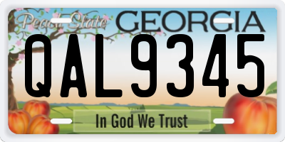 GA license plate QAL9345