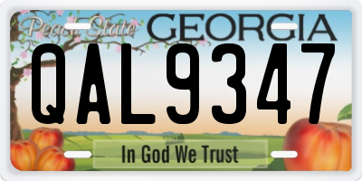 GA license plate QAL9347