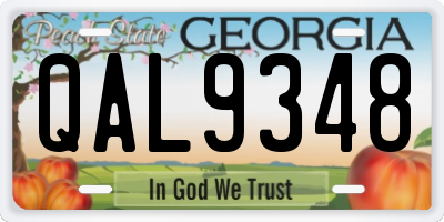 GA license plate QAL9348
